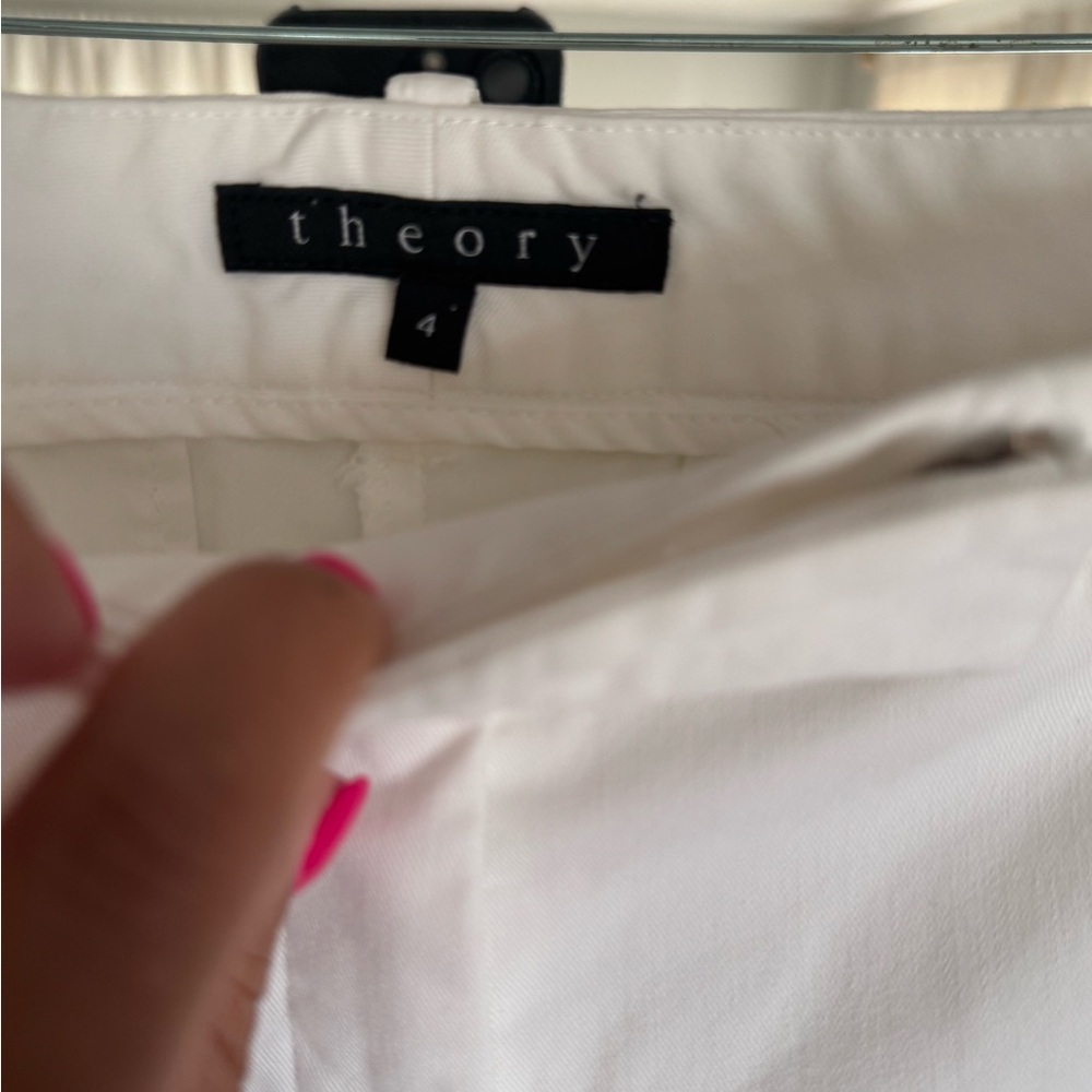 ✨ Theory Cream Chinos Straight Leg | Luxe Minimalist Neutral Pant |Workwear Chic - Picture 5 of 6